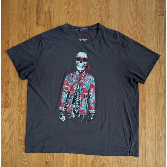 Robert Graham Running on Empty Graphic Tee Shirt Charcoal Men 3XL Skull Skeleton - Picture 1 of 9